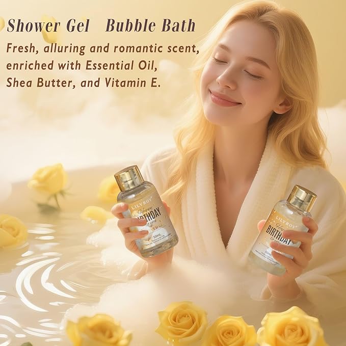 24Pcs Happy Birthday Gifts for Women Mom - Luxury Birthday Presents Spa Gift Set, Bath and Body Gift for Sister Girlfriend Wife Grandma with Necklace, Birthday Gift Set Idea for Women Female Friends-BrightBean Baby