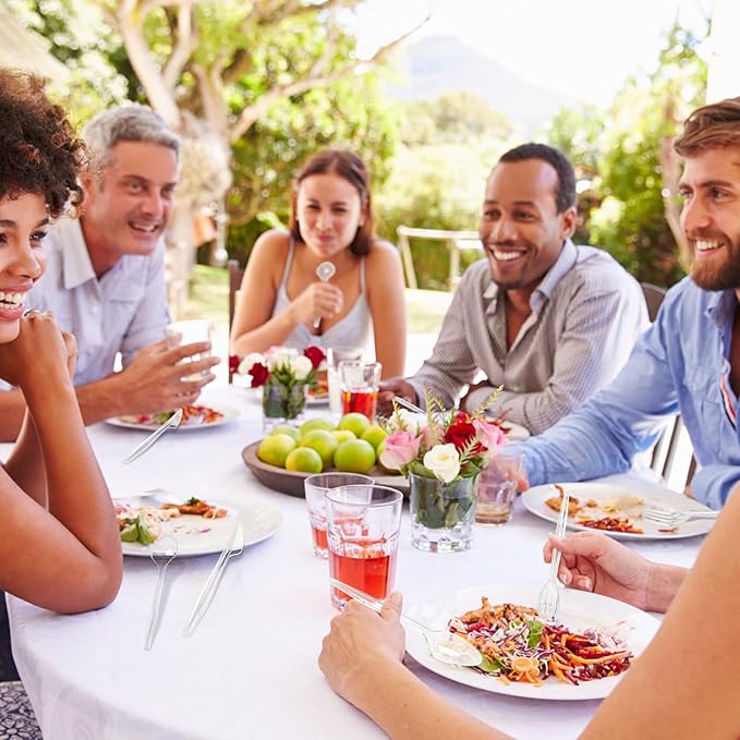 EcoDispose 350 Count Plastic Silverware, Heavy Duty Plastic 200 Forks. 100 Spoons, 50 Knives Disposable Utensils Cutlery Set for Party Supplies