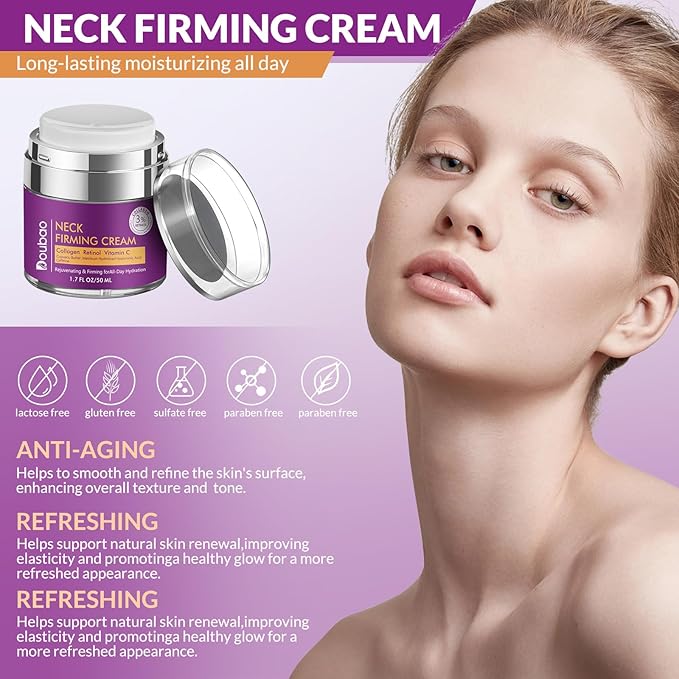 Advanced Neck Firming Cream – 3% Retinol & Hyaluronic Acid for Wrinkle Reduction, Lifting & Skin Tightening – Anti-Aging Moisturizer for Face, Neck & Décolleté – Deep Hydration, 3.4 FL（2 bottle）-BrightBean Baby
