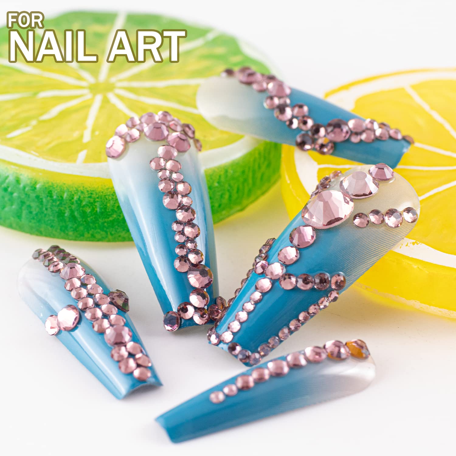 One Pack 2000 Pcs of Flatback Round Pale Purple Rhinestones 6 Sizes (1.5-6 mm) with Nail Art Rhinestone Picker Pencil and Tweezer for DIY and Salon Use-BrightBean Baby