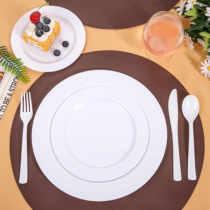 EI 360pcs White Plastic Silverware,Plastic Silverware Heavy Duty,Disposable Plastic Cutlery,Plastic Utensil Sets,Fancy Plastic Silverware include 120pcs Forks,120pcs Spoons and 120pcs Knives for Party