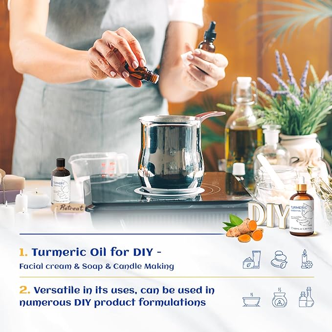 HIQILI 100ML Turmeric Oil for Face Skin Care, Aromatherapy,100% Pure, Use After Dilution- 3.38 Fl Oz-BrightBean Baby