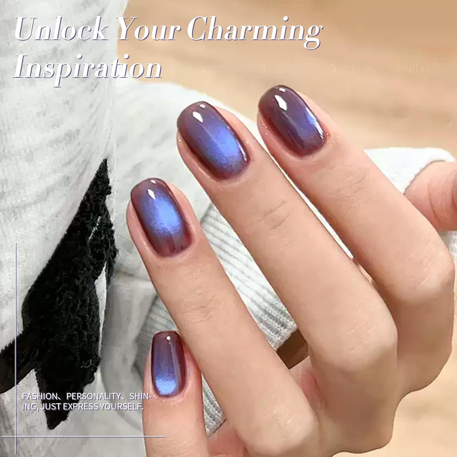 BORN PRETTY Cat Magnetic Eye Gel Nail Polish,Indigo Eggplant Glitter Cat Magnetic Gel Nail Polish Magnetic Nail Polish for Nail Art Manicure Salon DIY at Home 15ML-BrightBean Baby