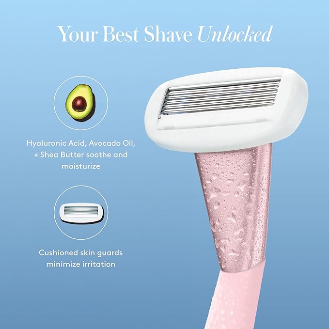 Women's Razor Shave Kit, 1 Rose Razor Handle + 6 Blade Refills-BrightBean Baby