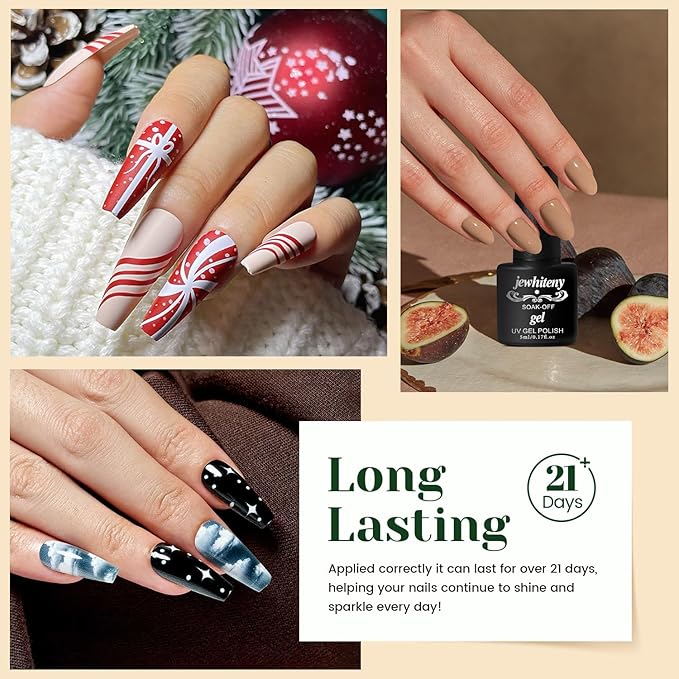 JEWHITENY 23PCS Nail Polish Set 20 Colors Gel Nail Polish Jelly Color Natural and Elegant Long Lasting Suitable for Salon at Home-BrightBean Baby