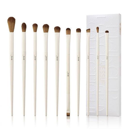 Jessup Precision Makeup Brushes 10Pcs Eye Makeup Brush Set Premium Synthetic Eyeshadow Concealer Eyeliner Eyebrow Blending Highlight Brush, Light Grey T330-BrightBean Baby