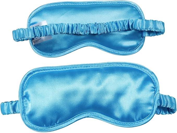 Silk Eye Mask (2packs) for Sleeping, Cooling and Heated Eye Mask, Adjustable Eyeshade Mask Satin Night Travel Gift for Women Men (1silk Eyes Blue mask +1hot&Cold Blue Eyes mask)-BrightBean Baby