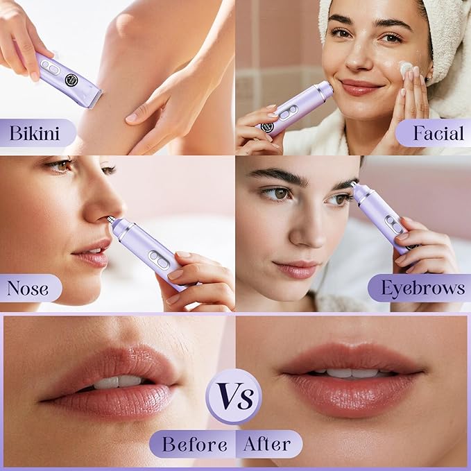 Bikini Trimmer for Women|Hair Removal Shaver - Painless Electric Razor, Cordless Body Shaver for Travel, Replaceable Lady Facial Razor|Trim Nasal/Eyebrows, IPX7 Waterproof&Easy Cleaning, Ceramic Blade-BrightBean Baby