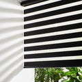 Persilux Cordless Zebra Blinds for Windows (35" W X 47" H, Black) Free-Stop Dual Layer Roller Windows Shades for Day and Night, Light Filtering Sheer Shades for Home, Easy to Install
