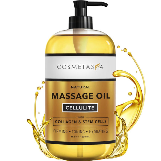 Large Cellulite Massage Oil with Collagen & Stem Cells- 100% Natural Cellulite Oil, Highly Absorbable, Deeply Penetrates The Skin- Firms, Tones, Tightens & Moisturizes Skin by Cosmetasa (16.9 oz)-BrightBean Baby