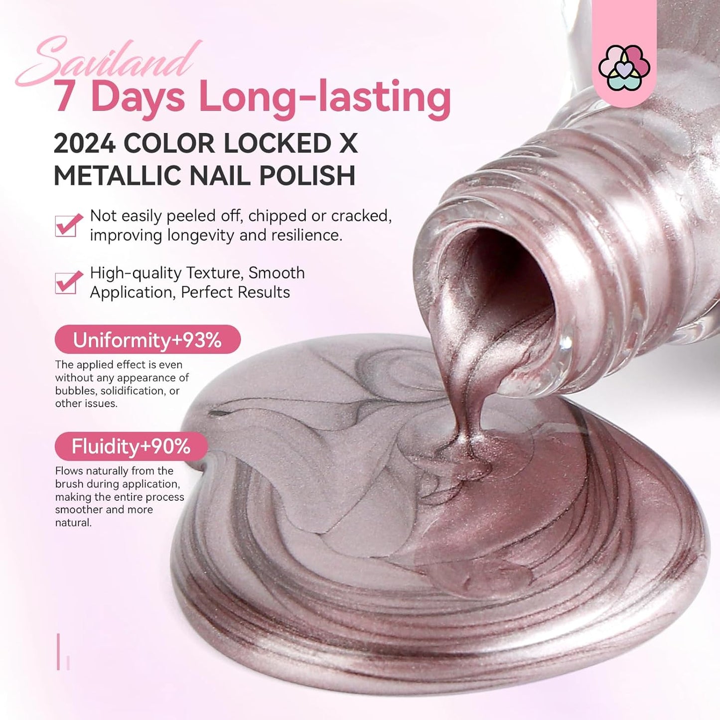 SAVILAND Metallic Nail Polish Rose Glod: Quick Dry Mirror Pink Nail Polish Regular Chrome Fingernail Polish Easy To Use & Remove No Curing Needed Bulk Nail Lacquer for Toes Nail Art DIY Home 0.34 oz-BrightBean Baby