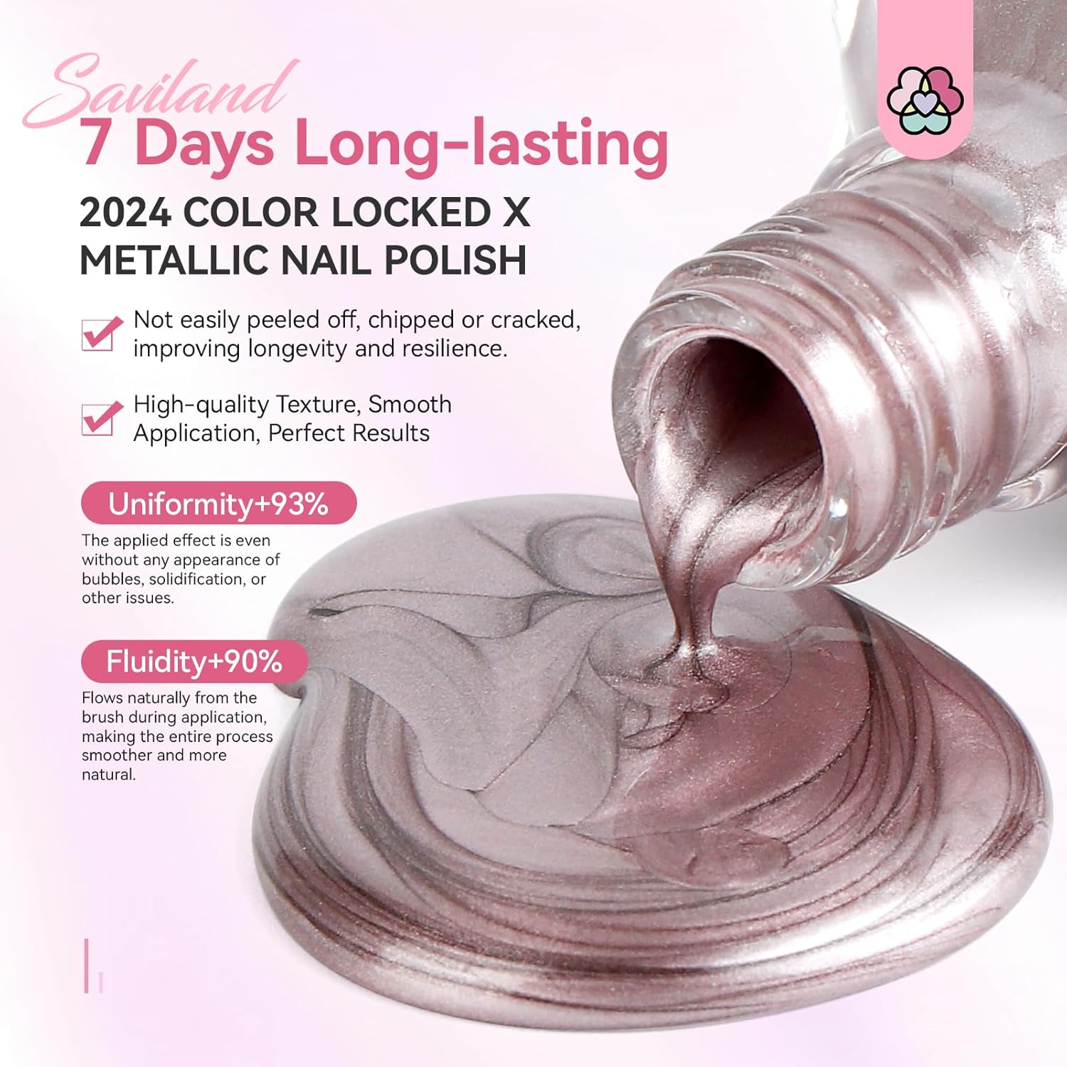 SAVILAND Metallic Nail Polish Rose Glod: Quick Dry Mirror Pink Nail Polish Regular Chrome Fingernail Polish Easy To Use & Remove No Curing Needed Bulk Nail Lacquer for Toes Nail Art DIY Home 0.34 oz-BrightBean Baby