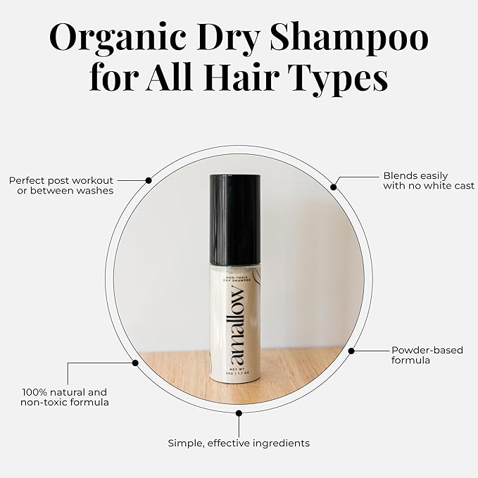 Amallow - Non Toxic Dry Shampoo Powder – With Organic Ingredients - Arrowroot, Bentonite Clay, Aloe Vera, & Essential Oils – No Talc, No Aerosol - Men & Women - Great For Travel-BrightBean Baby