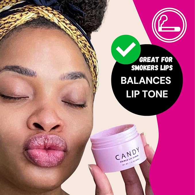 Minimo Candy Lip Exfoliator Scrub & Moisturizer - Lip Scrubber Exfoliator- Lip Brightening For Dark Lips Smoker| Removes Dead Skin from Dry Chapped Lips - Nourishes & Hydrates(1 oz) Pack Of 2-BrightBean Baby