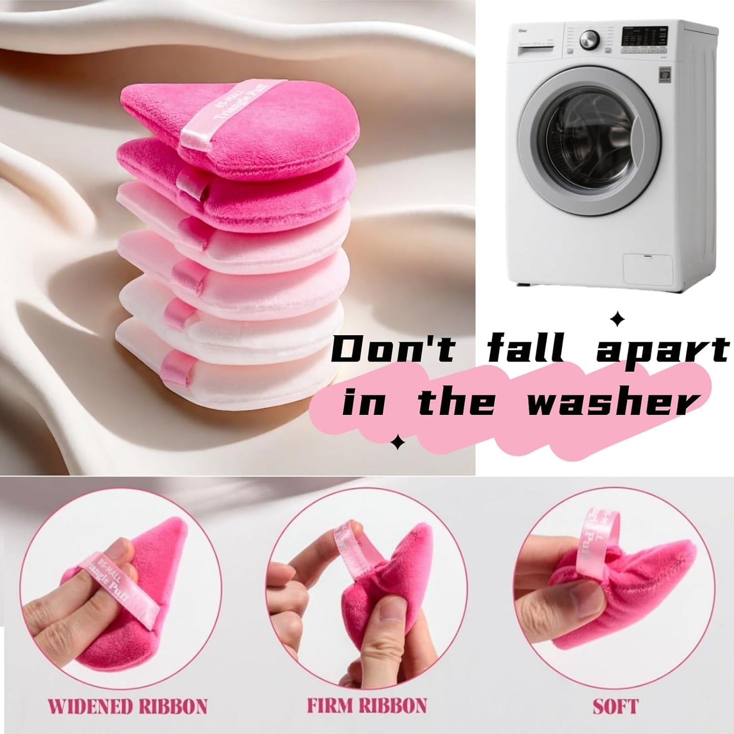 BS-MALL Professional Makeup Sponges Triangle Puff 49 Pcs- Pro V3.0 Cloud Technology Makeup Sponge Material Flawlessflow Mini Sponge Set & Triangle Puff With Waterproof Travel Silicone Bag Gift Set-BrightBean Baby