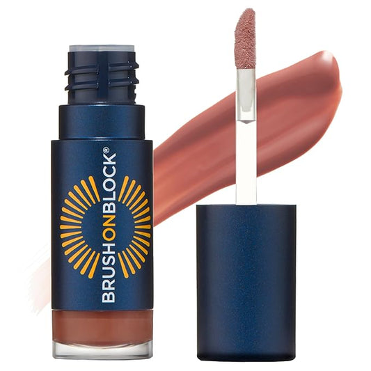 Brush On Block Sun Shine Protective Lip Oil SPF 30, Mineral Protection from UVA/UVB & Blue Light, Hydrating, Cruelty-Free, Gluten-Free, & Vegan, Fig-BrightBean Baby