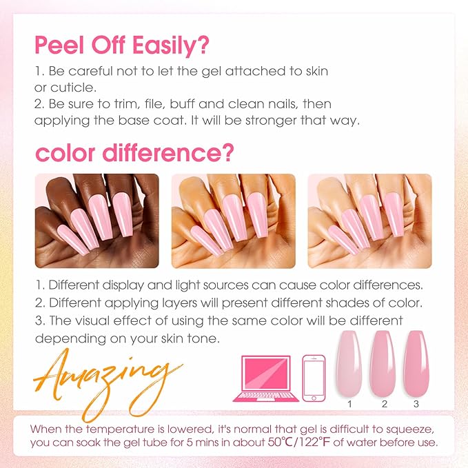 ROSALIND Poly Nail Gel Kit for Beginners - 28 Colors Extension Gel Set with UV/LED Nail Lamp, 72 Accessories (Base/Top Coat, Nail Forms, Tools), Long Lasting Salon Kit for DIY Manicure-BrightBean Baby