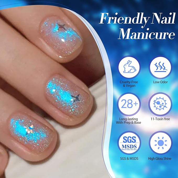 Born Pretty Cat Magnetic Eye Gel Nail Polish Aurora Mermaid Blue Purple Pink Yellow Red Gel Polish Glass Holographic Glitter Gel Nail Polish for Nail Art Manicure Salon DIY 6PCS 7ML-BrightBean Baby