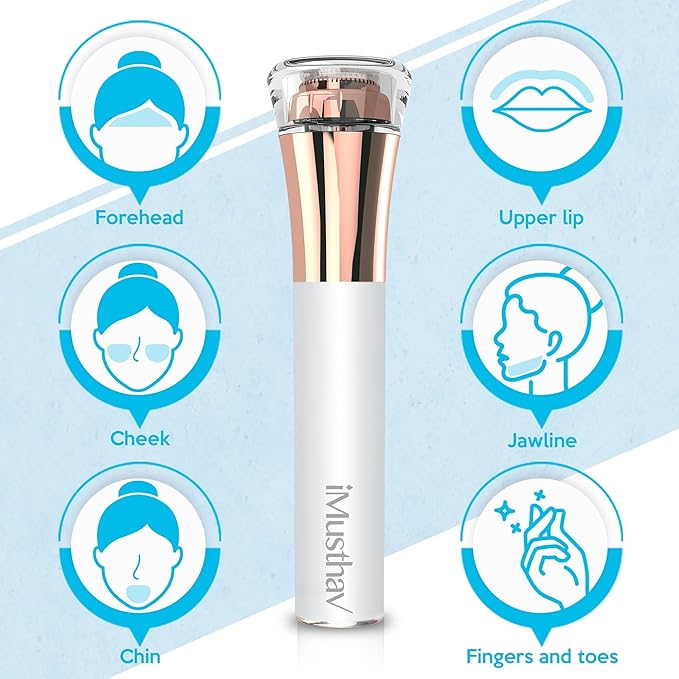 Facial Hair Remover for Women Painless Flawless Electric Razor Epilator Trimmer Shaver with 18K Gold-Plated, 16mm Dual Ring Floating Head, USB Rechargeable, 360° LED for Face Lip Hair Removal-BrightBean Baby