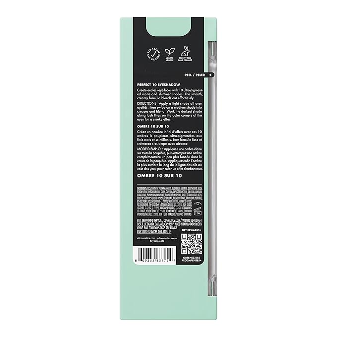 e.l.f. Perfect 10 Eyeshadow Palette, Ten Ultra-Pigmented Bright & Colorful Shades, Blendable Formula, Vegan & Cruelty-Free, So Bright Now-BrightBean Baby