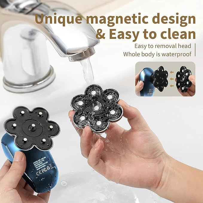 Head Shavers for Bald Men: 5-in-1 Electric Razor - IPX7 Waterproof Shaving Grooming Kit for Balder - Turbo Speed & Precision Blades (Dark Blue)-BrightBean Baby