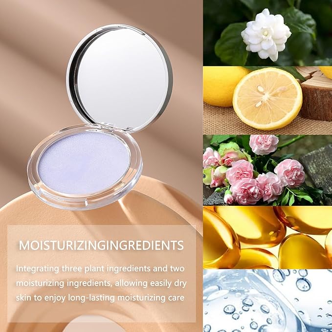Chillab Lavender Matte Powder,Matte Oil Control Face Pressed Powder,Face Setting Powder with Mini Powder Puff for Silky Flawless Long-Lasting Lightweight Skin-friendly Face Cosmetics (Lavender)-BrightBean Baby