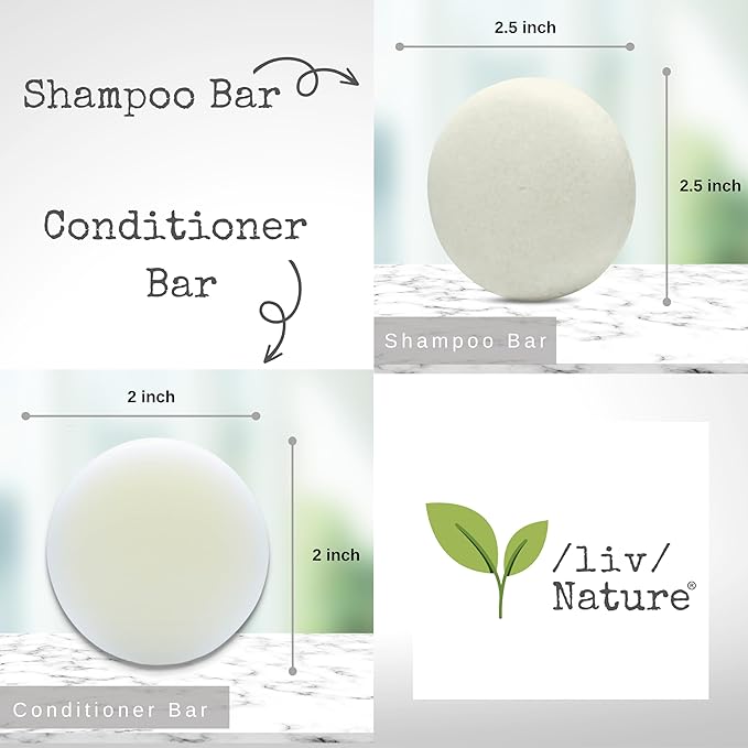 Shampoo Bar and Conditioner with Travel Tins | Lemongrass, Lavender, Tea Tree Oil | Clarifying & Growth | For Oily Hair | USA 2-pk-BrightBean Baby
