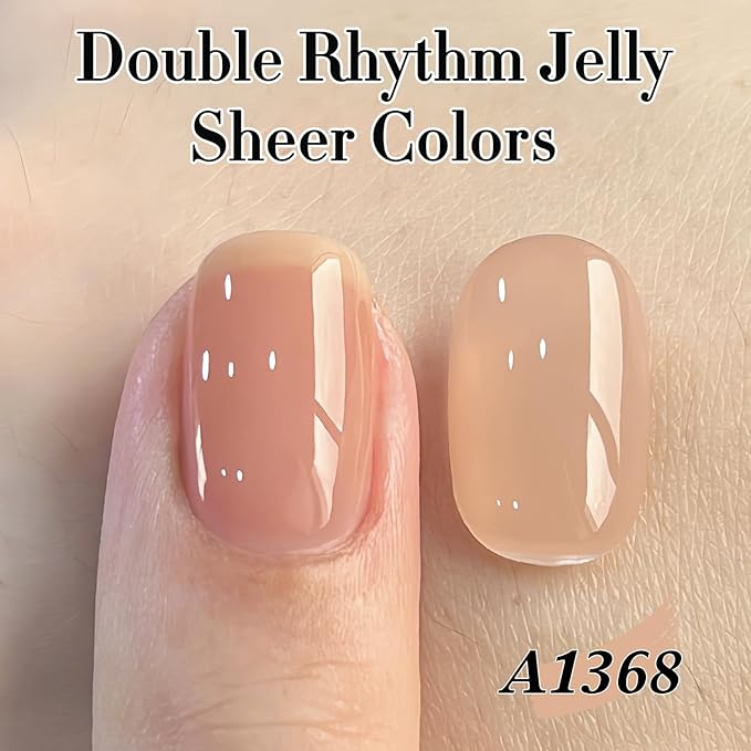 Double Rhythm 0.5Oz Translucent Gel Polish Sheer Neutral Natural Light Milky Same Color Same Bottle 15ML Jelly Art DIY at Home (Neutral Nude Pink-A1368)-BrightBean Baby
