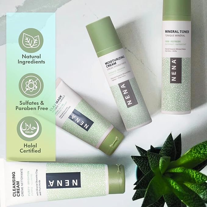 NENA Natural Skincare Kit | 4-Piece Daily Skin Essentials for Women & Men - for Dry, Oily, Normal and Sensitive Skin | EWG Verified, Cruelty Free & Vegan-Friendly-BrightBean Baby