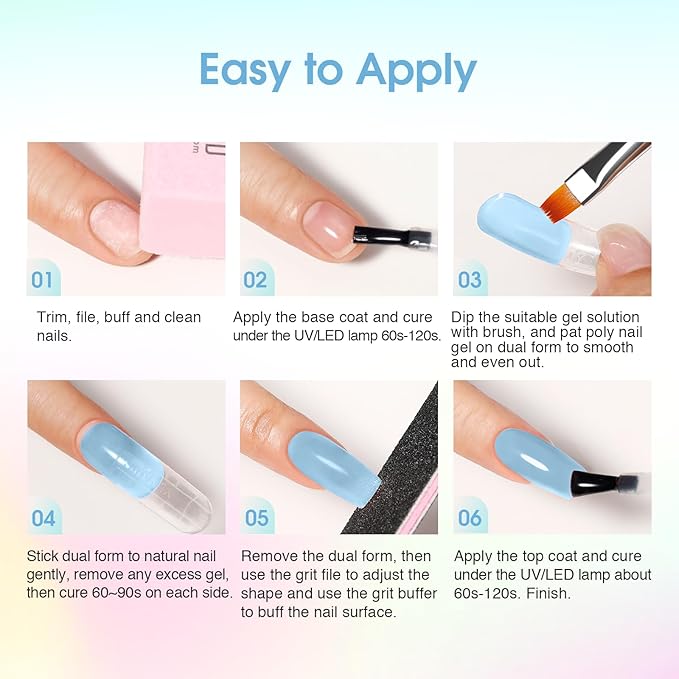 ROSALIND 12PCS Poly Nail Gel Kit with Mini Nail Lamp Nude Brown Cherry Pink Poly Extension Gel Kits-BrightBean Baby