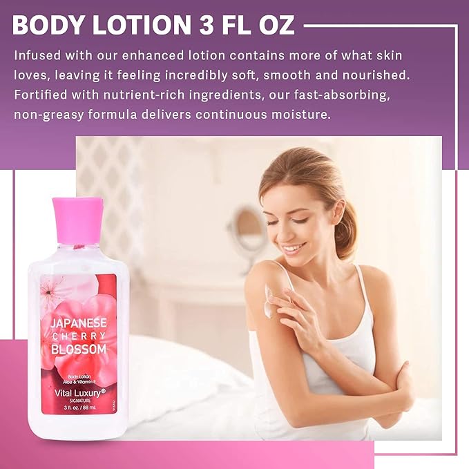 Bath & Body Care Travel Set - Home Spa Set with Body Lotion, Shower Gel and Fragrance Mist (Japanese Cherry Blossom)-BrightBean Baby