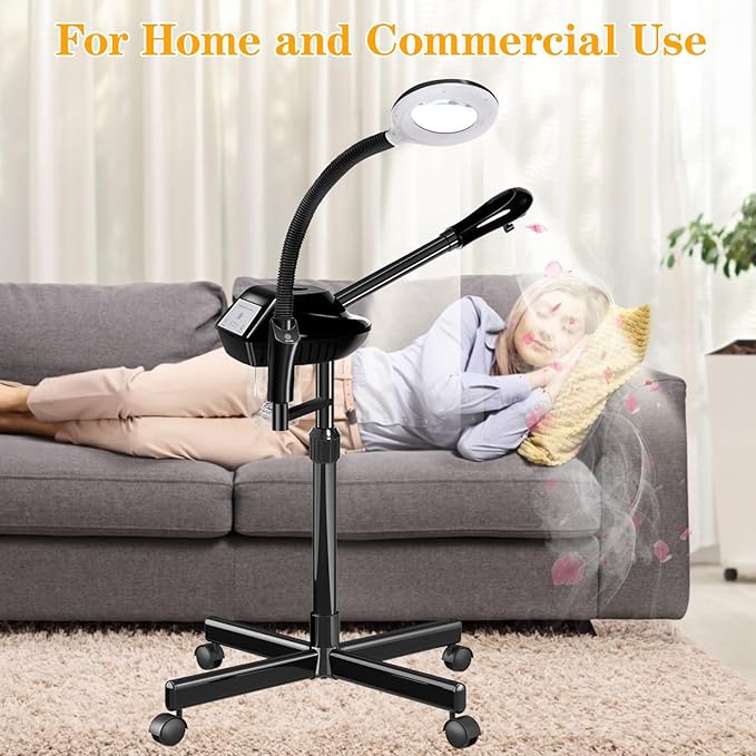 Facial Steamer for Deep Hydration, 2in1 Ozone Face Steamer with 5X Magnifying Lamp, Professional Facial Steamer, Suitable for Home Use or Beauty Spa Deep Cleansing and Hydration-BrightBean Baby
