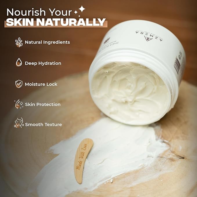 AZMERA Handcrafted Whipped Shea Body Butter – Luxurious Moisturizer for Dry, Sensitive Skin with Bergamot, Argan Oil & Vitamin E – Vegan, Non-Greasy Skincare – 8.82 oz-BrightBean Baby