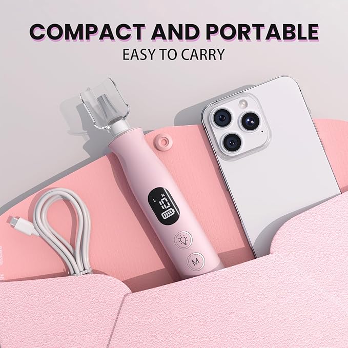 Electric Nail Drill, Cordless 2000 mAh Rechargeable Portable Nail File 12 in 1 Kit for Thick Toenails, 10 Speeds Nail Dril Machine Professional Manicure Pedicure for Hand Natural Nails Care (Pink)-BrightBean Baby