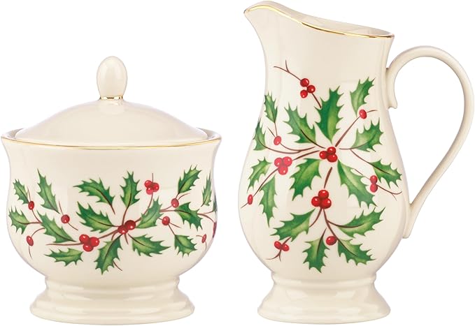 Lenox 843319 Holiday Sugar & Creamer Set, Christmas Hosting