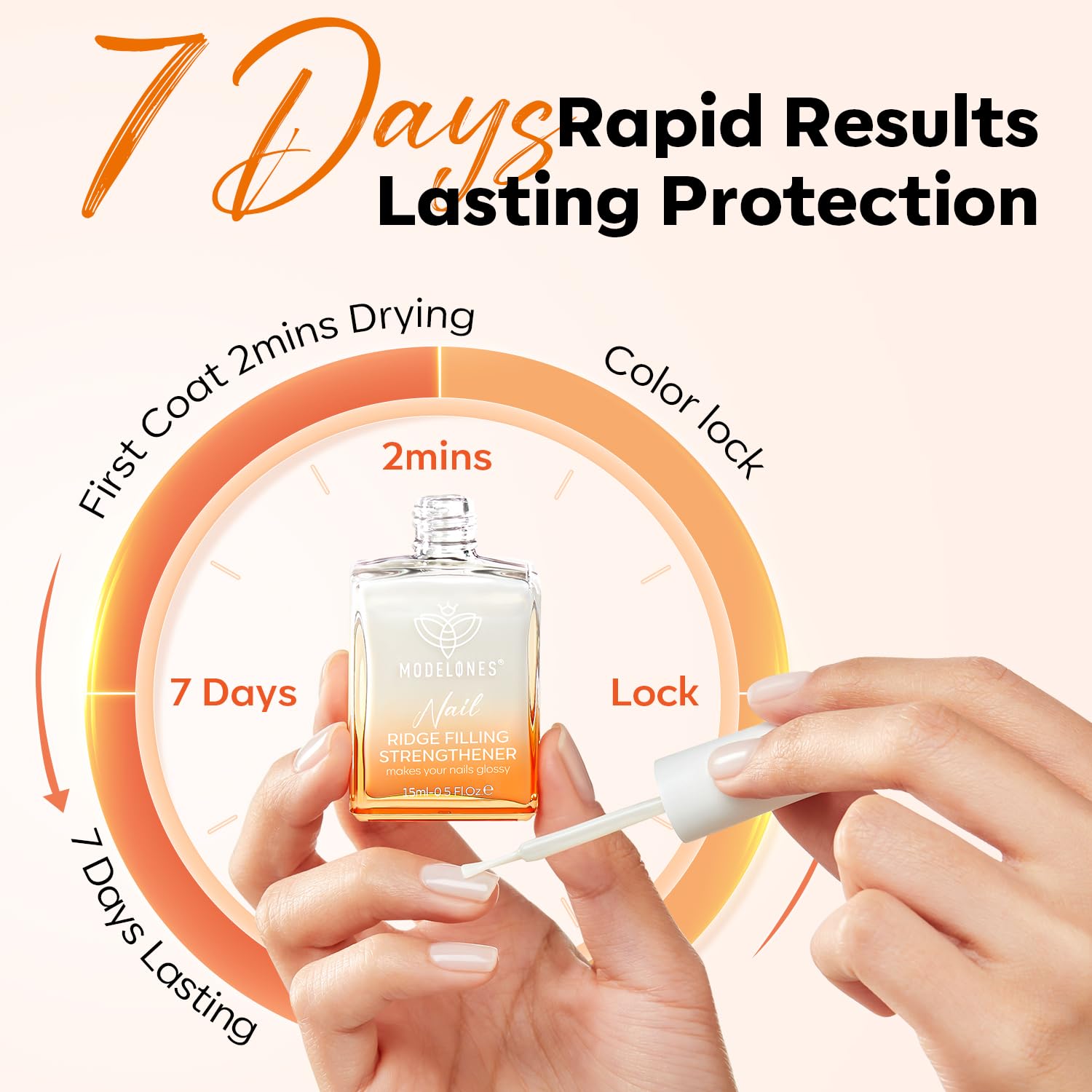 modelones Nail Strengthener Milky White Nail Polish Nails Repair for Damaged Nails Growth and Strentgthener Ridge Filler for Nail Strengthening Polish 15ml-BrightBean Baby