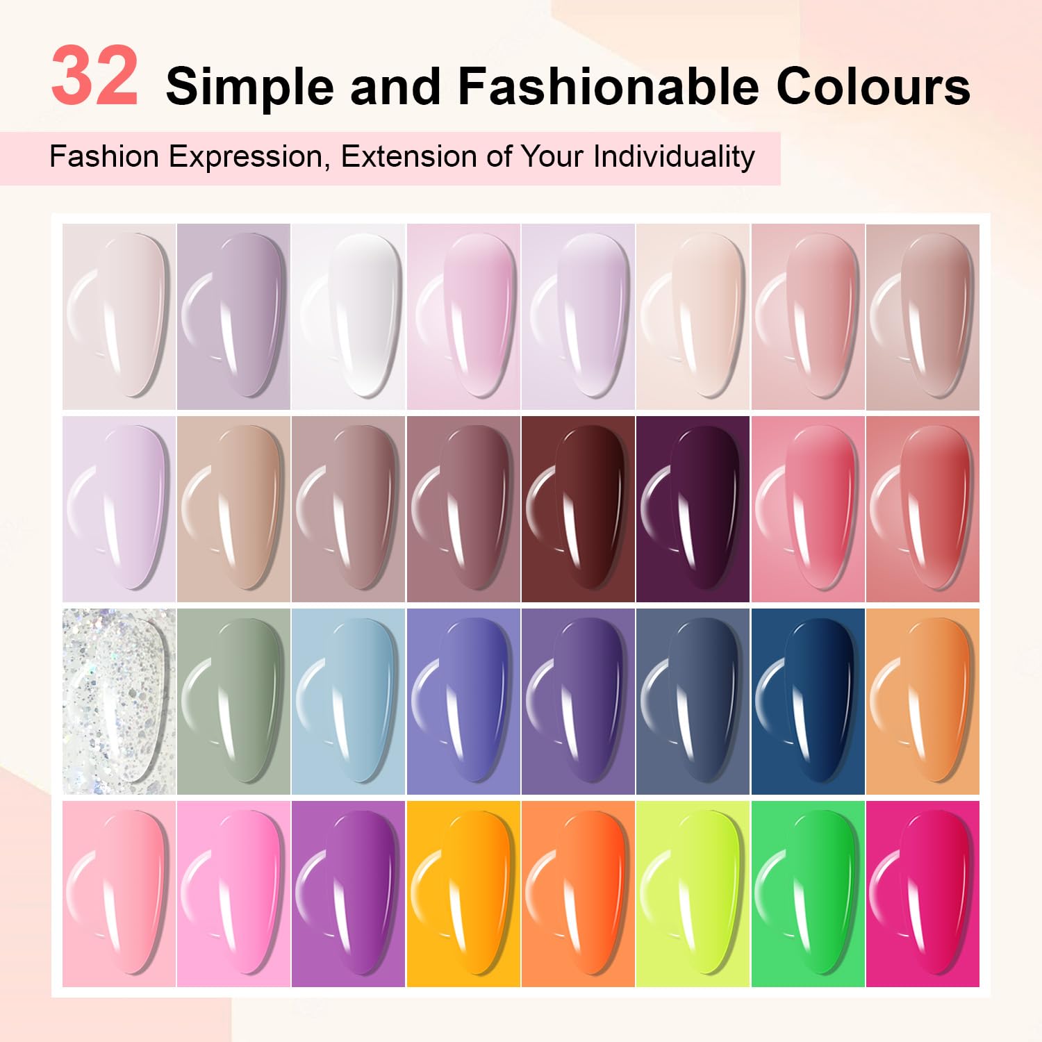 JODSONE 36 Pieces Easy to Apply Gel Nail Polish Kit with U V Light Base Coat Top Matte Glitter Gel Polish for Salon and Home Use-BrightBean Baby