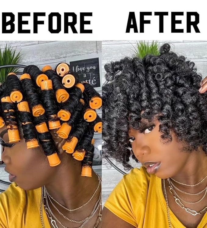 70pcs Perm Rods Set for Women's Natural Hair - Orange and Green Cold Wave Hair Rollers for Curling Long or Short Hair, DIY Hairdressing Tools-BrightBean Baby