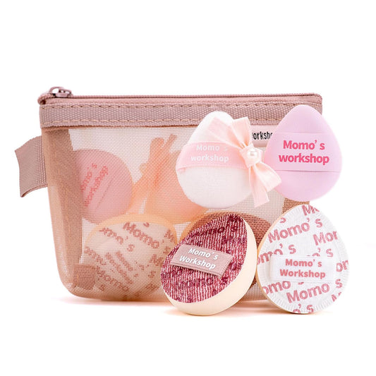 Mini Denim Makeup Sponge Set,Mini Makeup Blenders Sponge for Concealer/Blush/Highlighter, Perfect for Detail Work & Travel,4pcs Pink Mini Concealer Puffs with Travel Pouch-BrightBean Baby