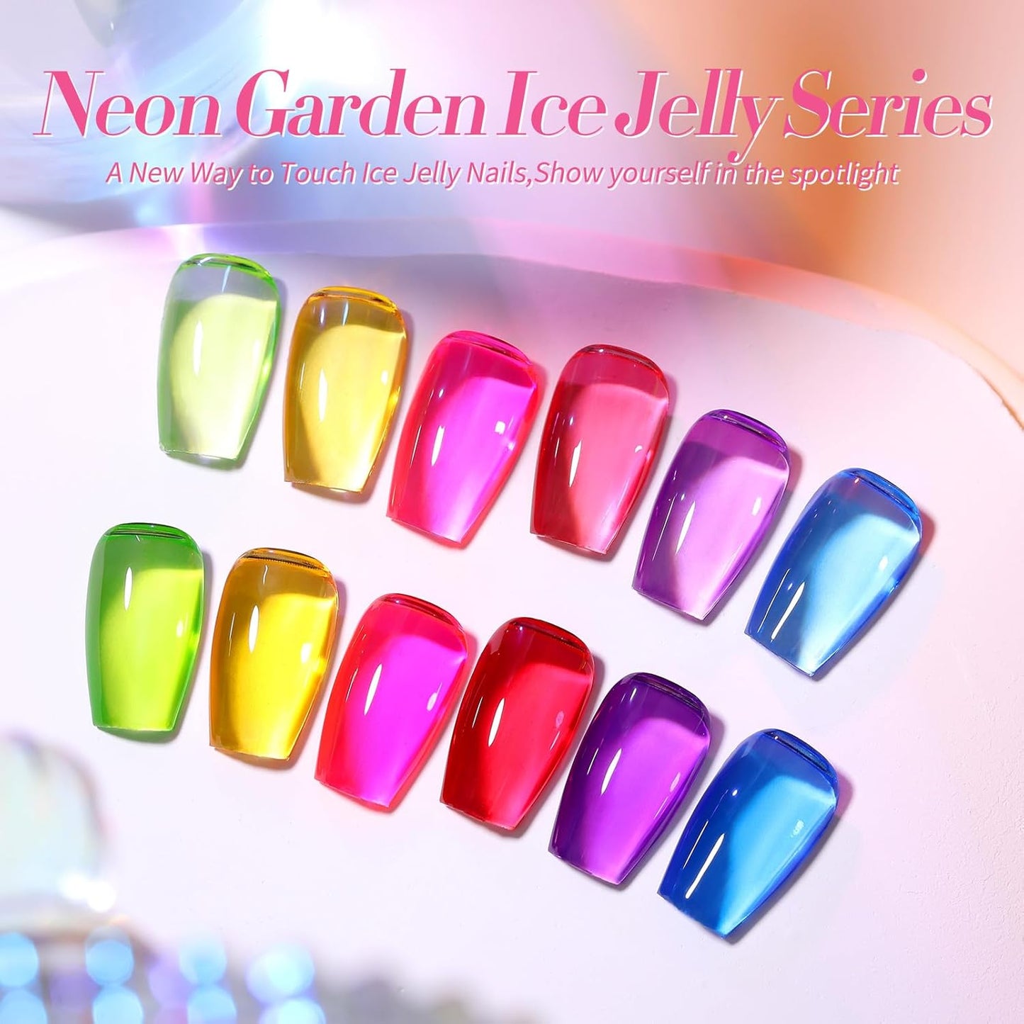 BORN PRETTY Jelly Gel Nail Polish Halloween Neon Gel Polish,Hot Pink Red Purple Blue Green Yellow 6Colors Translucent Effect,Soak Off U v LED Light Cure Nail Art Kit for Salon Manicure and DIY at Home-BrightBean Baby