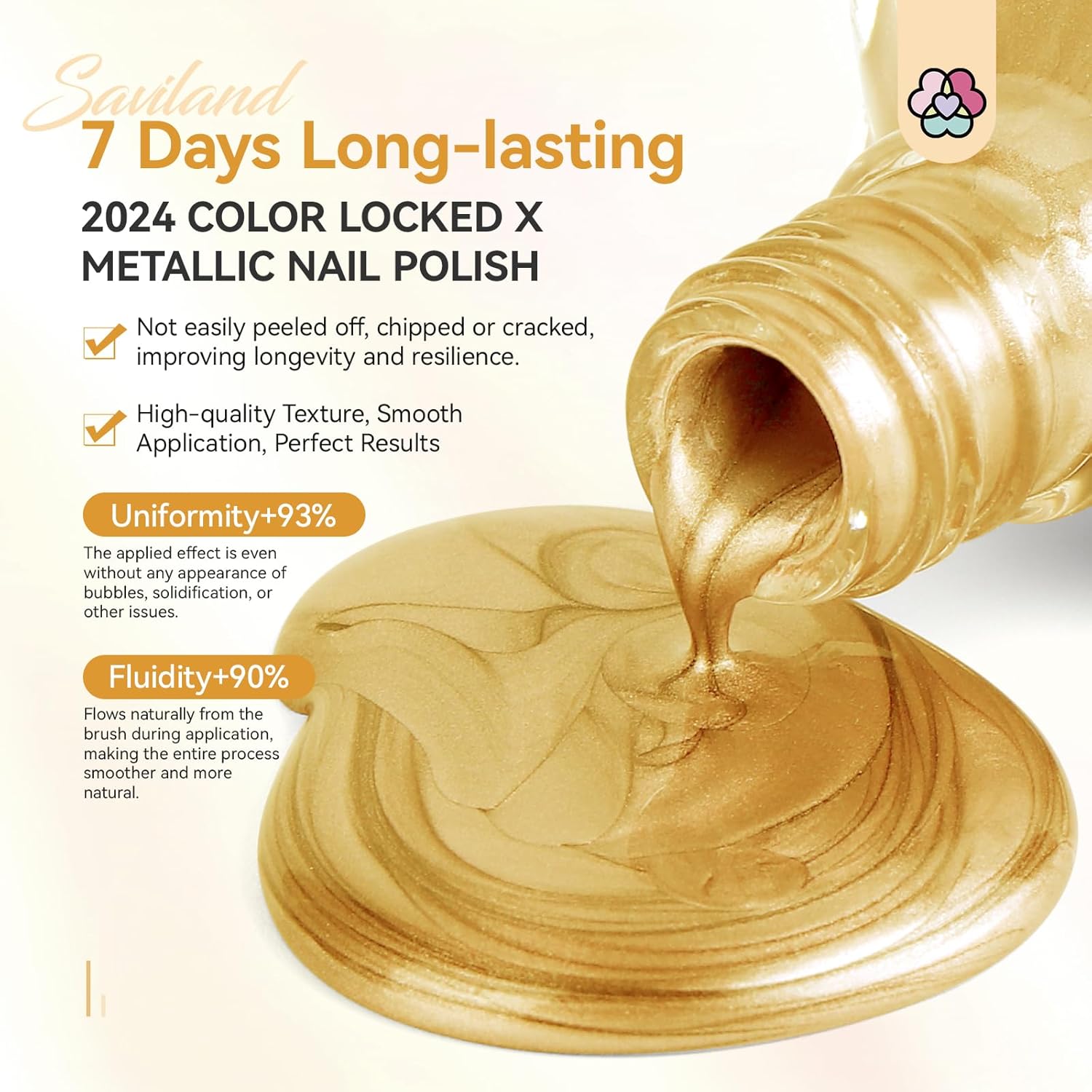 SAVILAND Gold Metallic Nail Polish: Chrome Nail Polish Air Quick Dry Nail Art Polish Bright and Shiny Fingernail Toenail Polish Bulk Nail Lacquer for Beginner DIY Manicure Art at Home Salon Women-BrightBean Baby