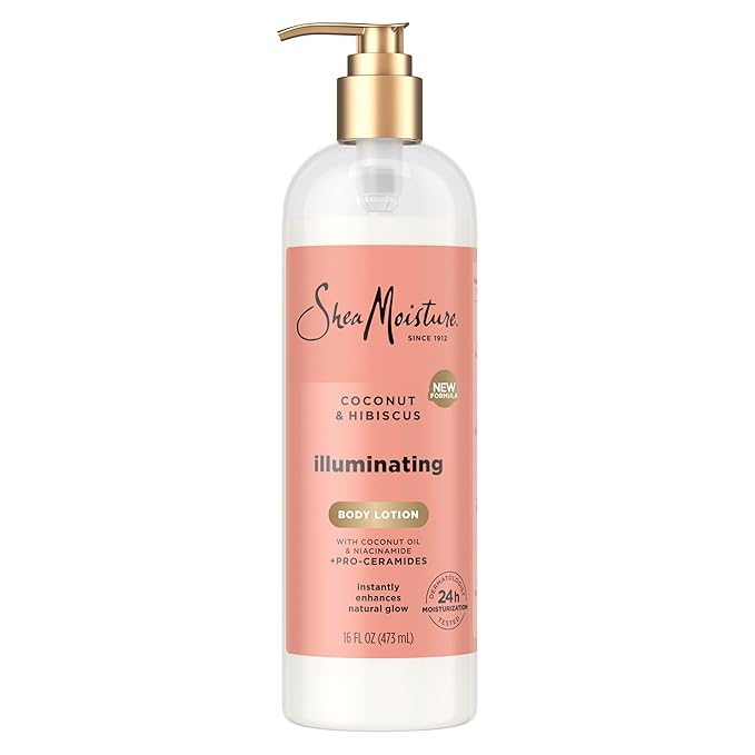 SheaMoisture Illuminating Body Lotion with Coconut Oil, Hibiscus, Niacinamide and Pro-Ceramides, Instantly Enhancing Skin's Natural Glow, 24H Moisturizing 16 oz-BrightBean Baby