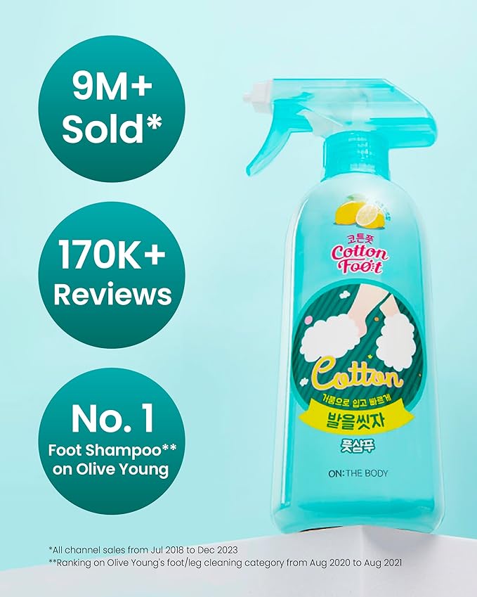 Cotton Foot - Foot Shampoo Soap (Lemon, 13fl oz*2, Pack of 2) - Refreshing Cleanse Spray, Deodorizing Foot Care Wash. Foaming Wash, Easy to Use-BrightBean Baby