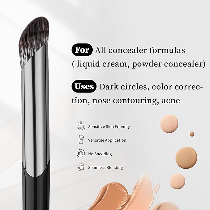 DUcare Nose Contour Brush, Angled Concealer Brush Under Eye, Small Under Eye Makeup Brush for Dark Circles Puffiness Puffy Face Eyebrow Eyes (V02 Mini Contour Brush)-BrightBean Baby