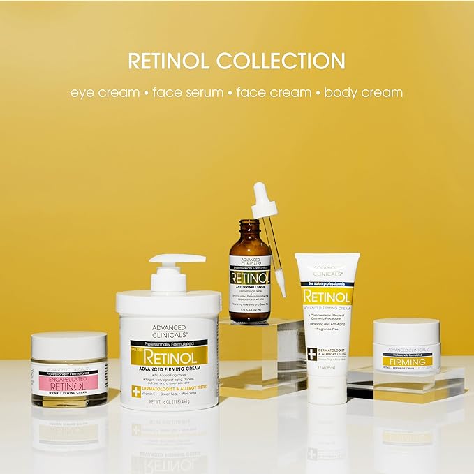 Advanced Clinicals Retinol Body Lotion + Retinol Serum 2PC Skincare Set For Women & Men Helps Diminish Appearance Of Crepey Skin | Face Serum & Body Cream Visibly Improves Look Of Wrinkles & Sagging-BrightBean Baby