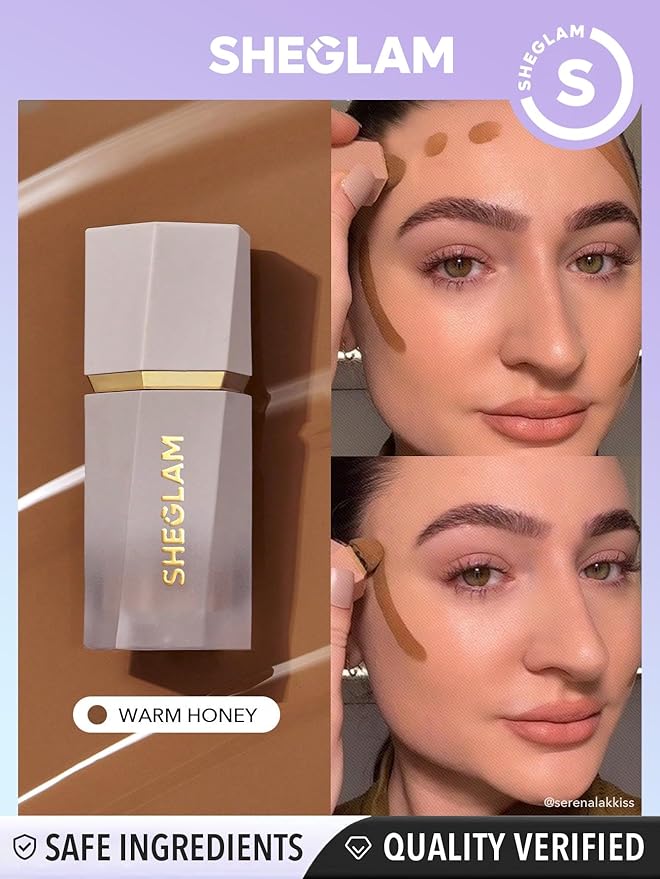 SHEGLAM Sun Sculpt Cool Toned Liquid Contour Stick Long Lasting Cream Bronzer Makeup - Warm Honey-BrightBean Baby