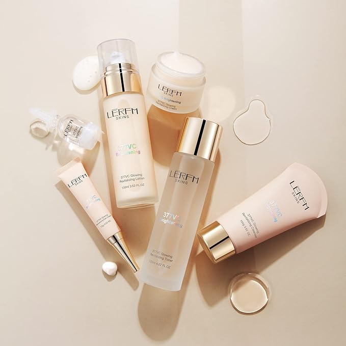 AESTHTANY LERFM Moisturizing Brightening Aloe Face Skin Care Set Hyaluronic Serum Skin Care Set | Radiant, Youthful Skin Alcohol-Free Hypoallergenic Cleanse, Recondition and Puri (377- Nine piece set)-BrightBean Baby