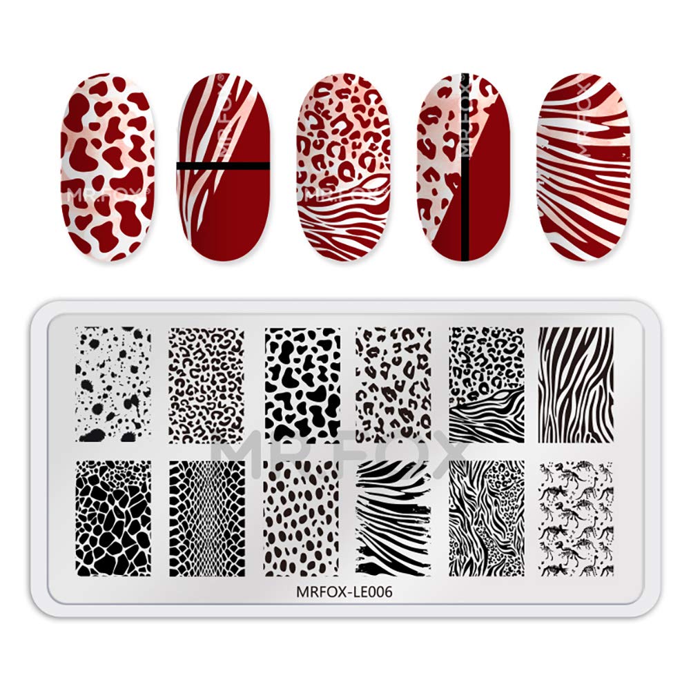 Mr. Fox Nail Printing Board Set Halloween Flame Leopard, Zebra and Snake Motifs Nail Art DIY Stamping Template-BrightBean Baby