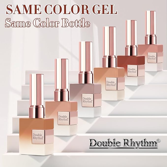 Double Rhythm 6 Pcs 15 ML Gel Polish Set Same Color Same Bottle Soak Off Gel Polish Kit Nail Art Manicure Salon DIY at Home for Women (Translucent Milky Brown Nude Orange Rose Red-T6-1)-BrightBean Baby