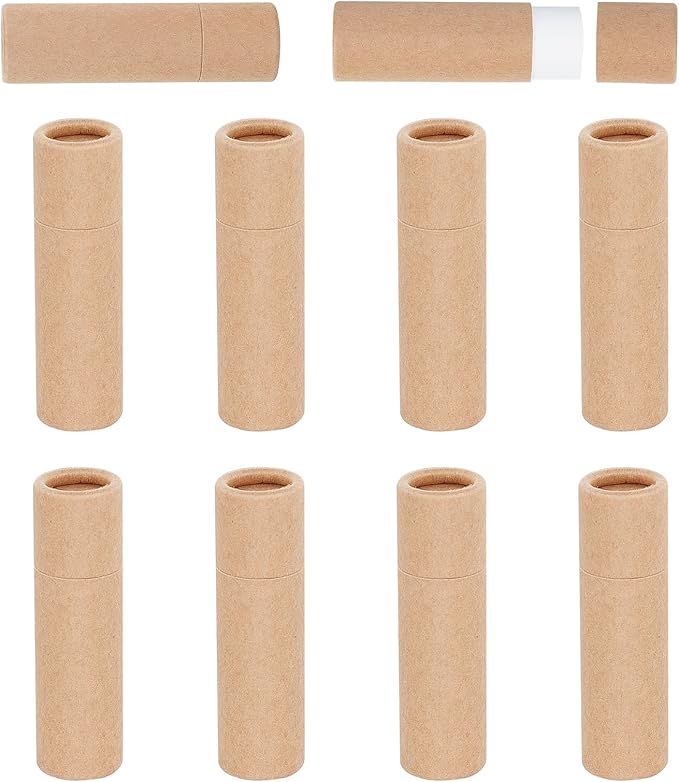 NICENEEDED 10 PCS Paperboard Lip Balm Tubes Set, Refillable Paper Lipstick Tube, Round Cardboard Empty Lip Gloss Container for DIY Lip Gloss Balm and Chapsticks-BrightBean Baby